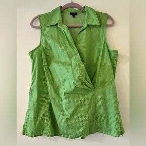 Talbots Spring Green Polka Dot Sleeveless Top size 16